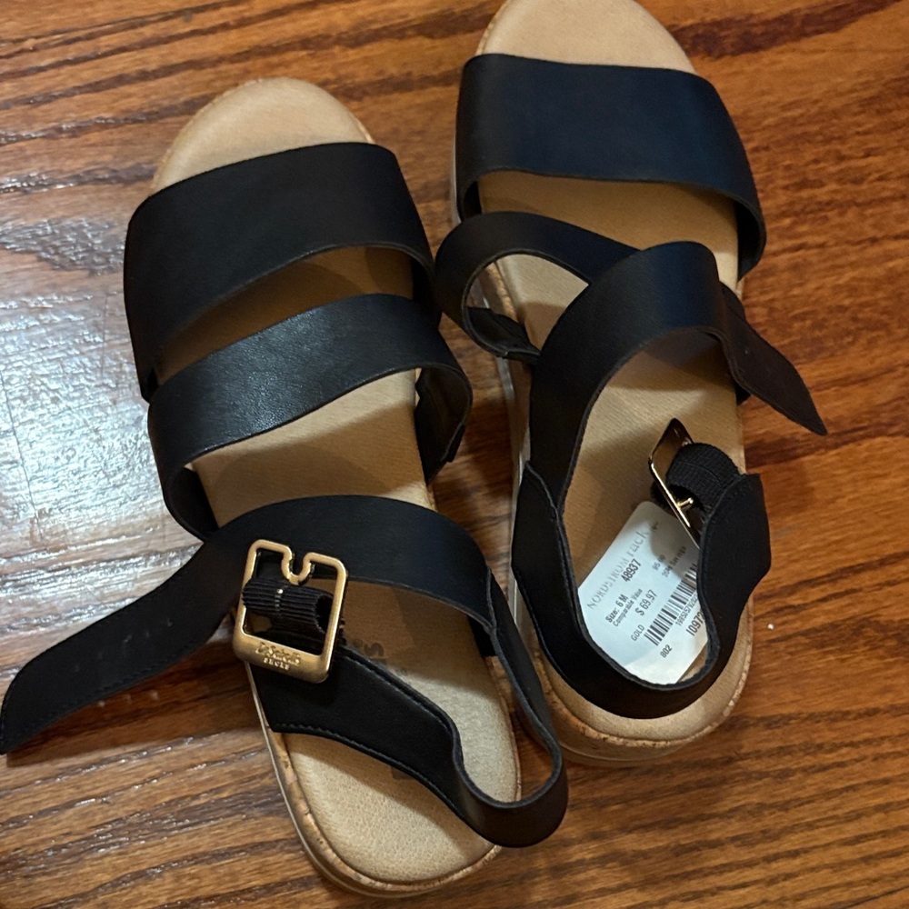 Black Strappy Sandals with Buckle
